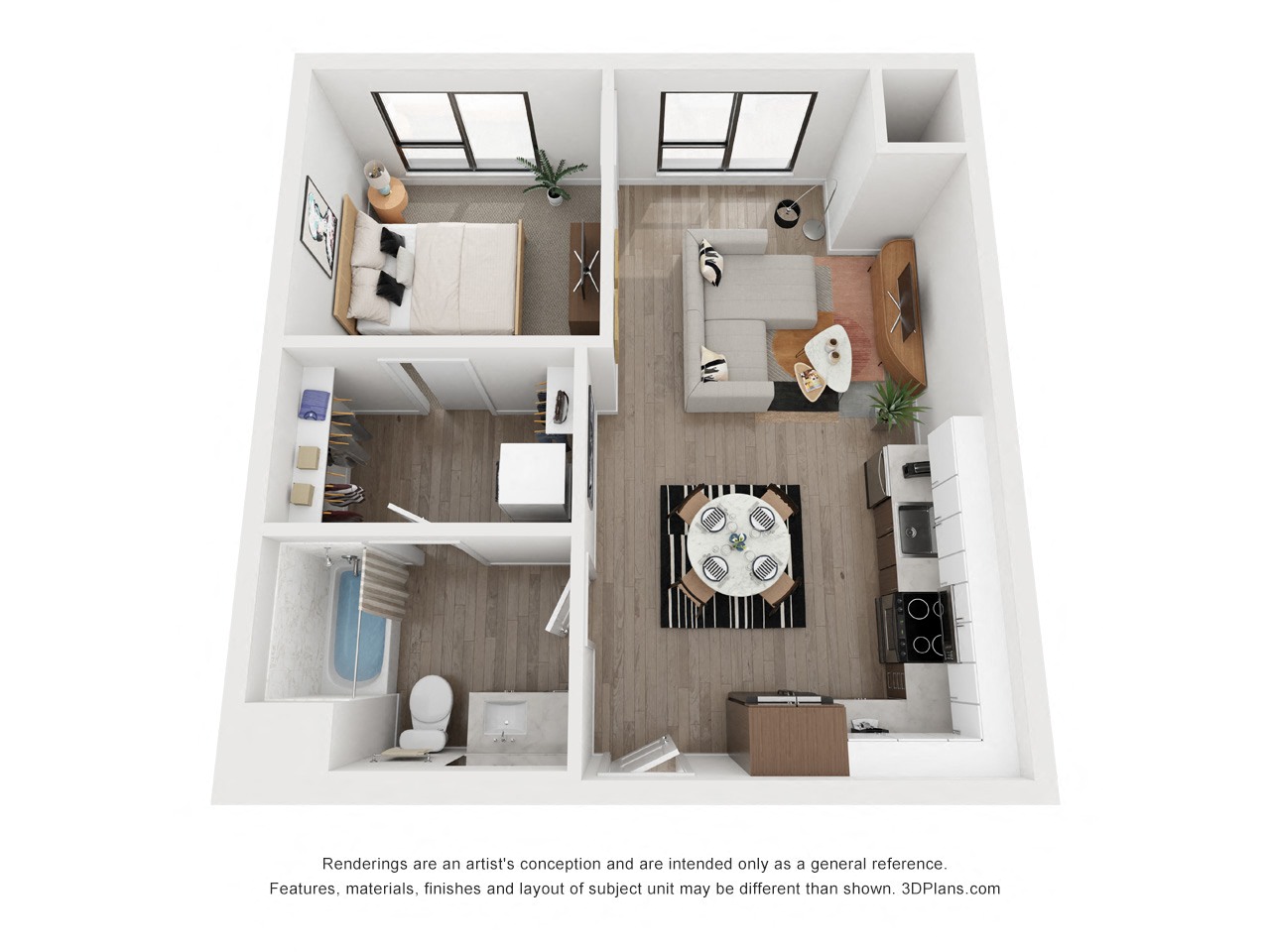 One bedroom floor plan  The Mansion_B4